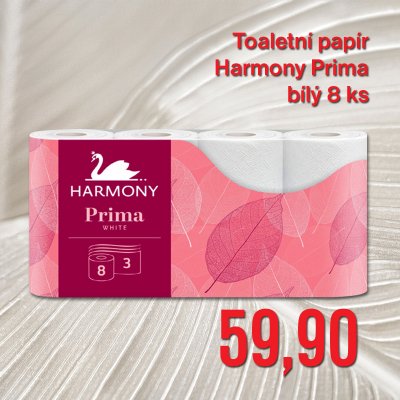 Toaletní papír Harmony Prima bílý 8 ks