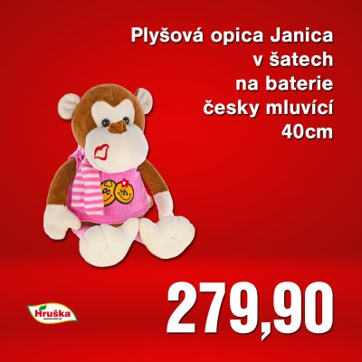 Plyšová opica Janica v šatech na baterie  40cm