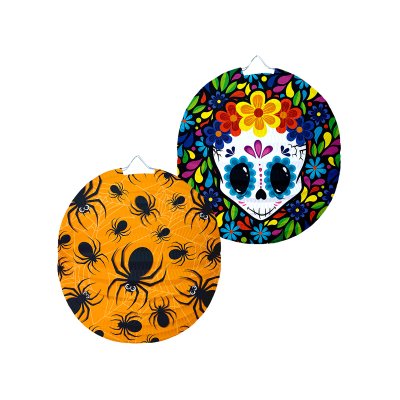 Lampion HALLOWEEN 25cm pavouk/lebka