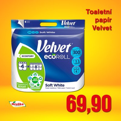 Toaletní papír Velvet White ECO Roll 3vrstvý