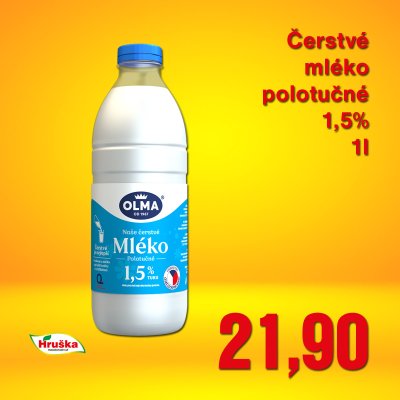 Čerstvé mléko polotučné 1,5% 1l