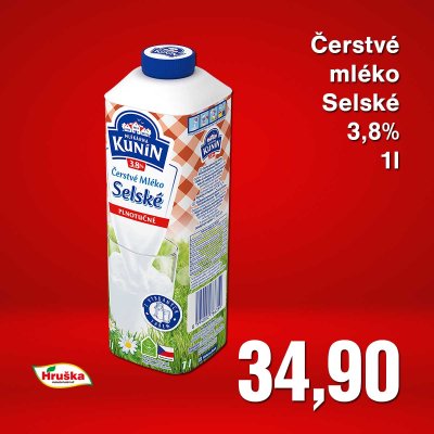 Čerstvé mléko Selské 3,8% 1l