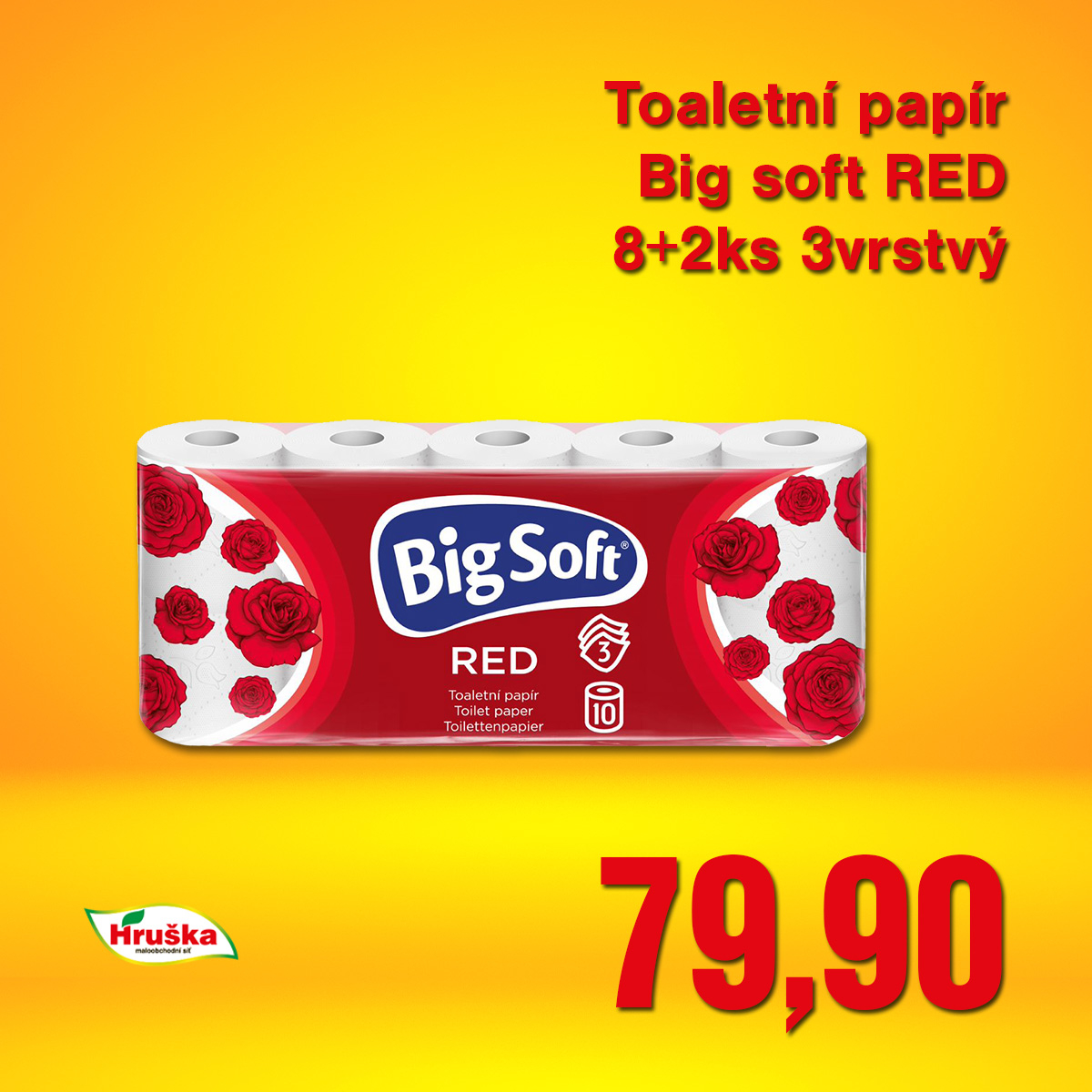 Toaletní papír Big Soft RED 8+2ks 3vrstvý