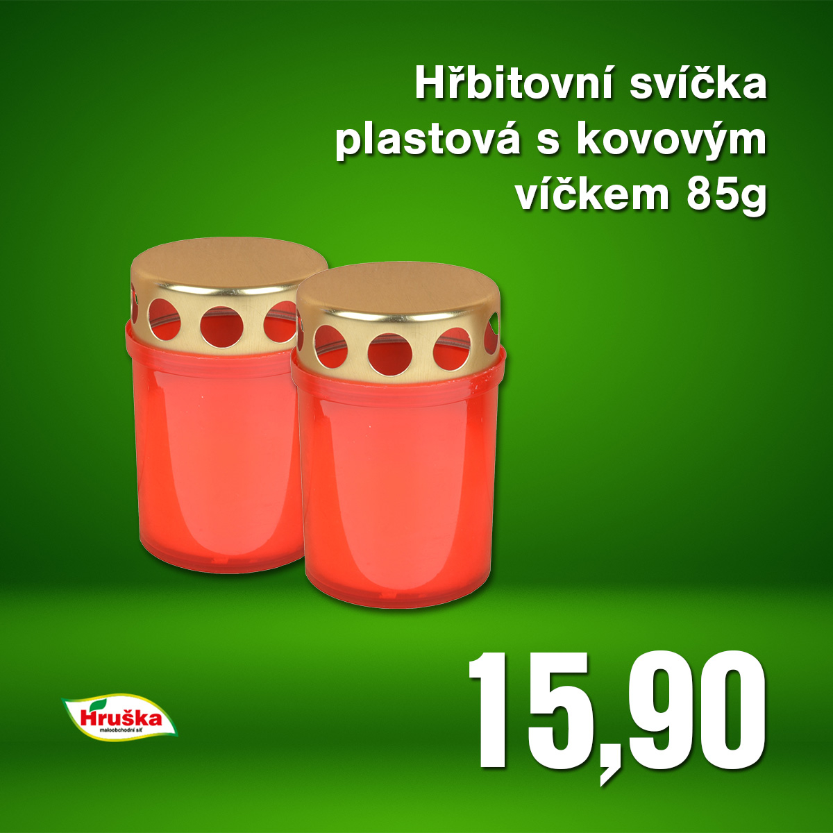 Hřbitovní svíčka plastová s kovovým víčkem 85g