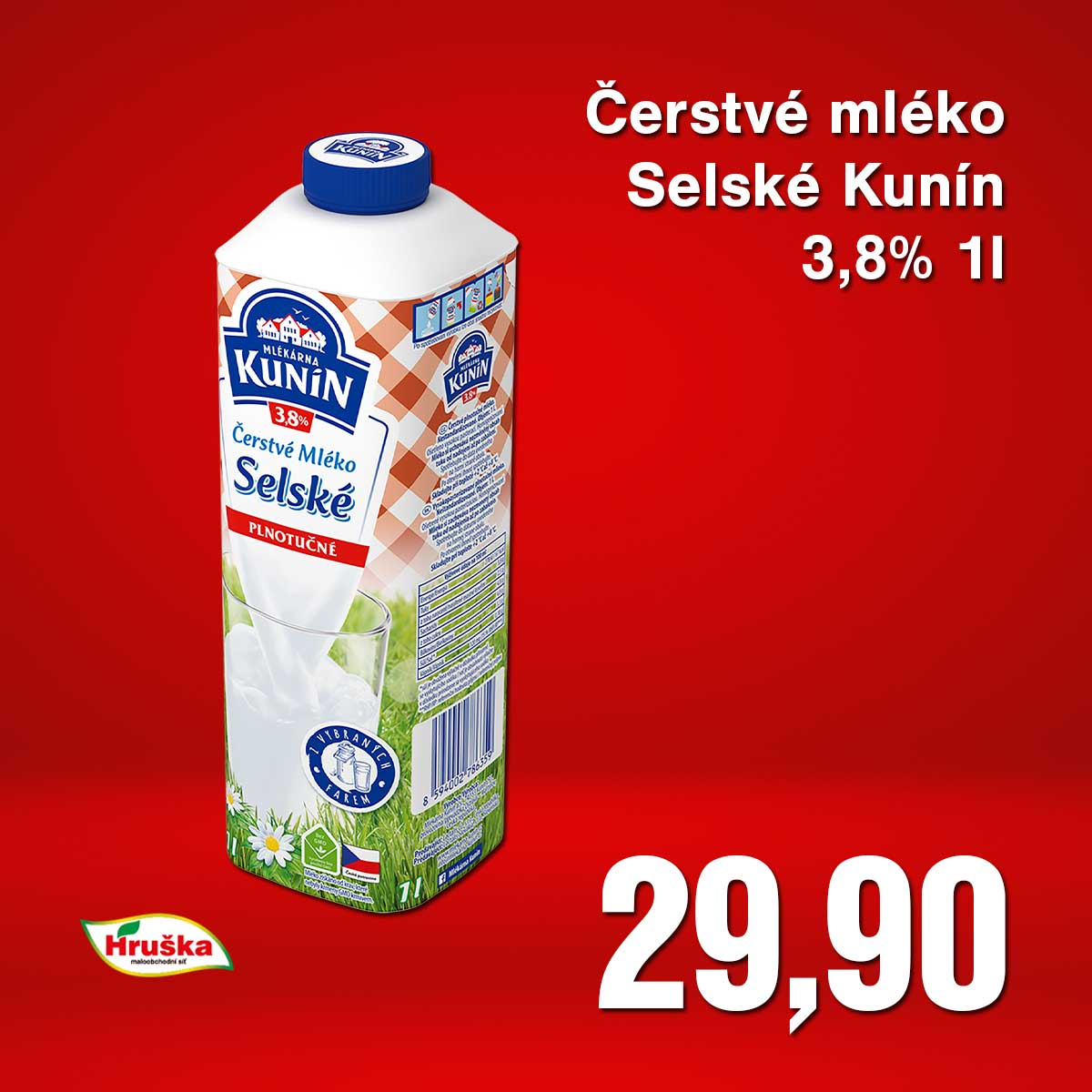 Čerstvé mléko Selské Kunín 3,8% 1l