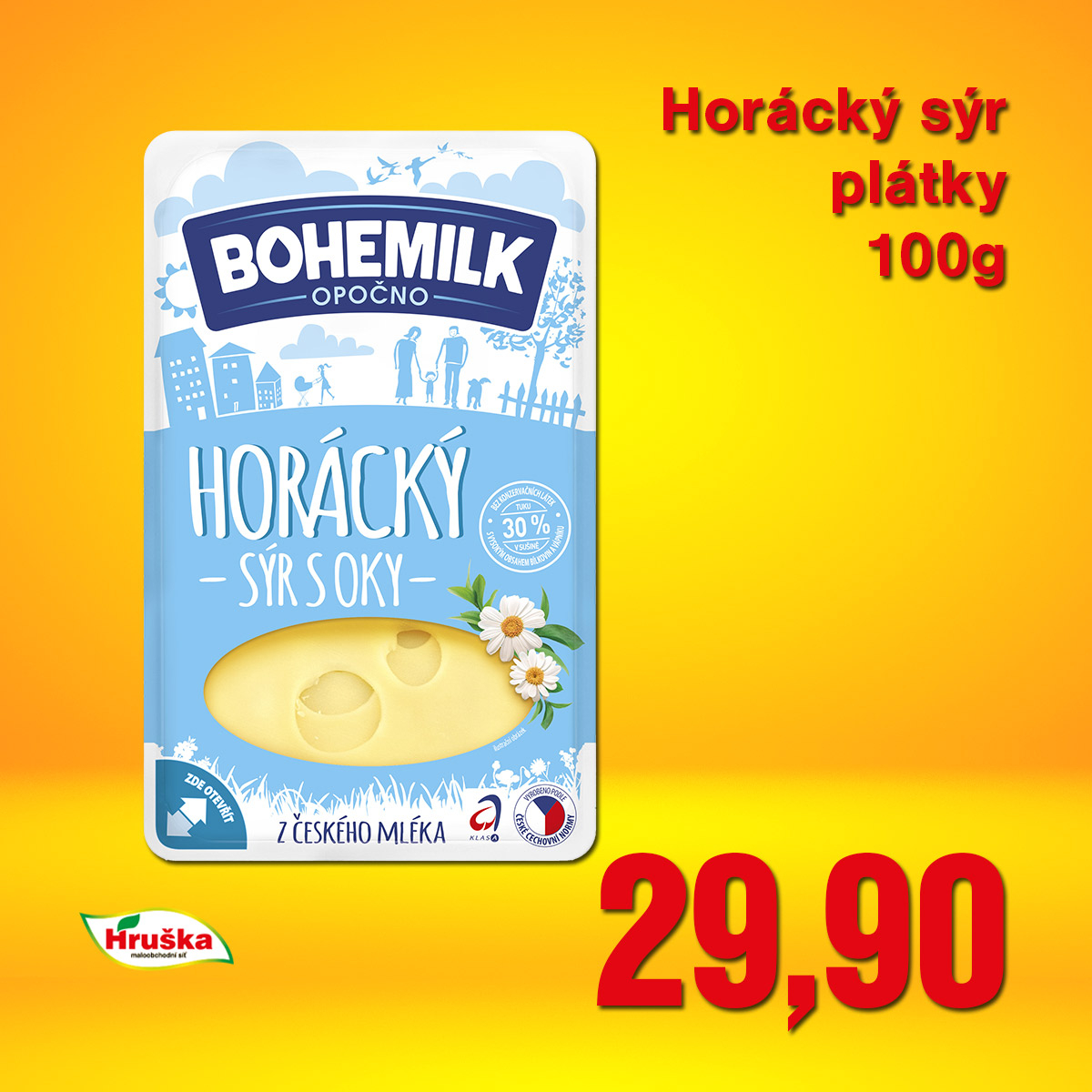 Horácký sýr plátky 30% 100g