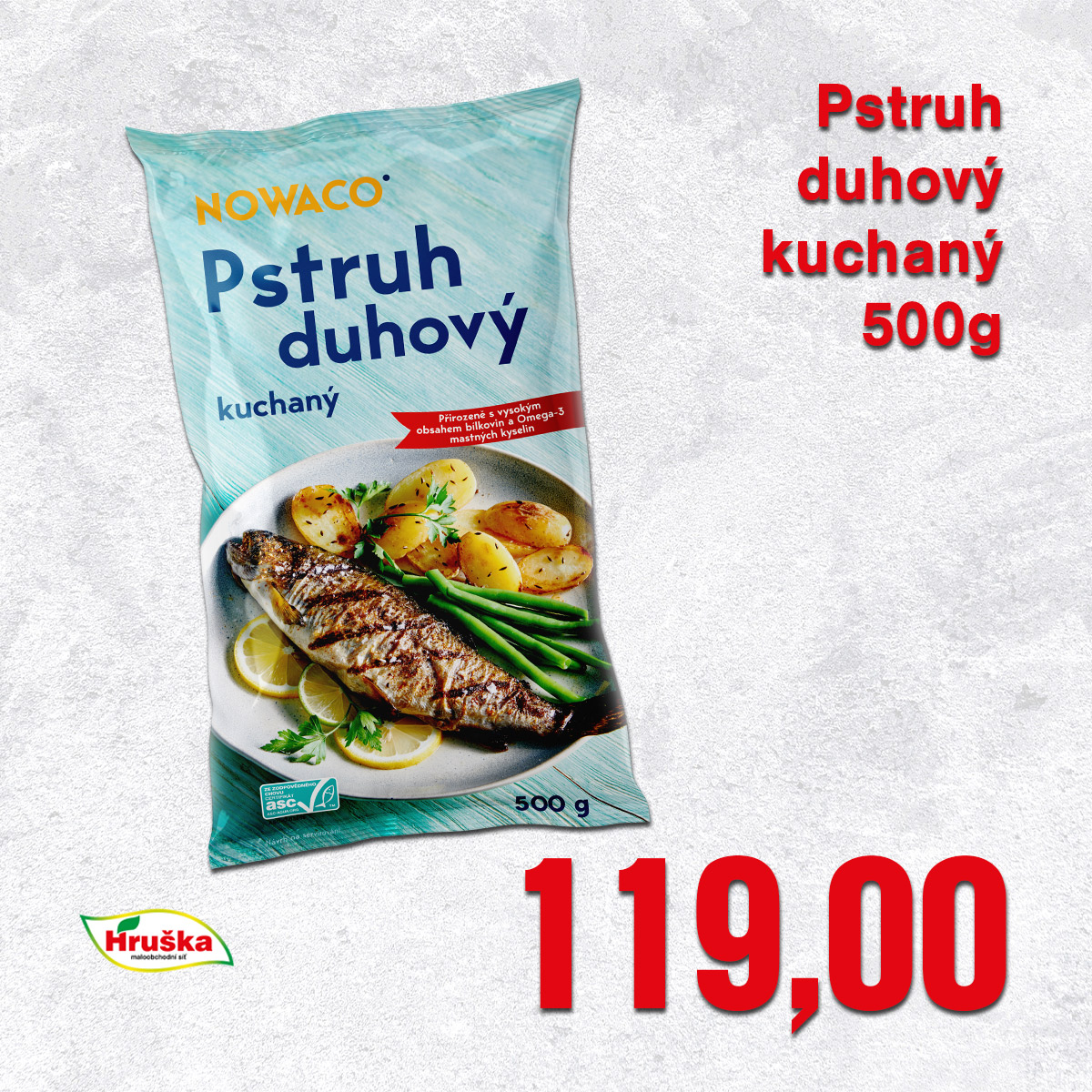 Pstruh duhový kuchaný 500g