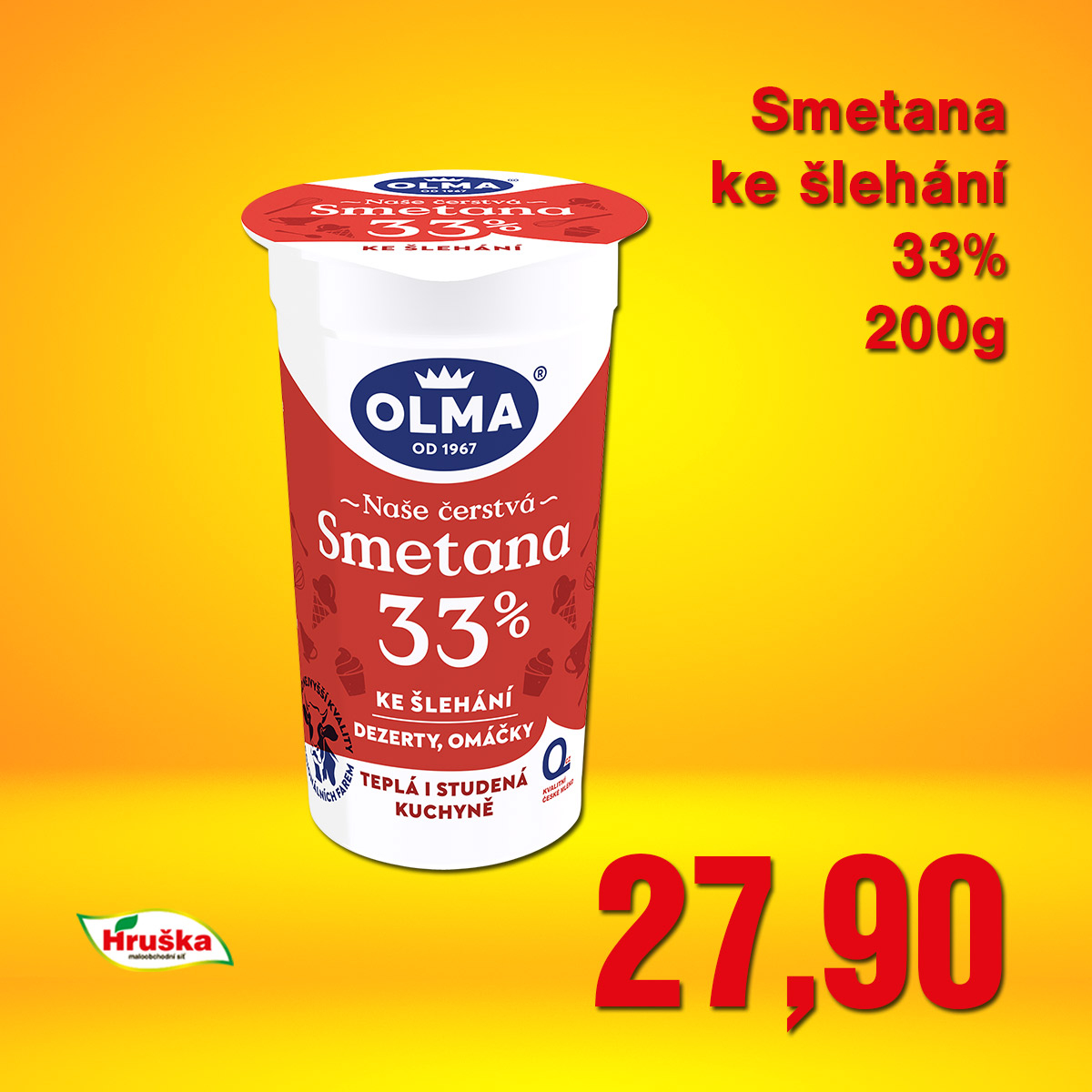 Smetana ke šlehání 33% 200g