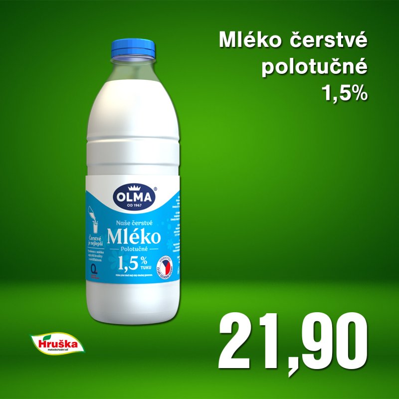 Mléko čerstvé polotučné 1,5%