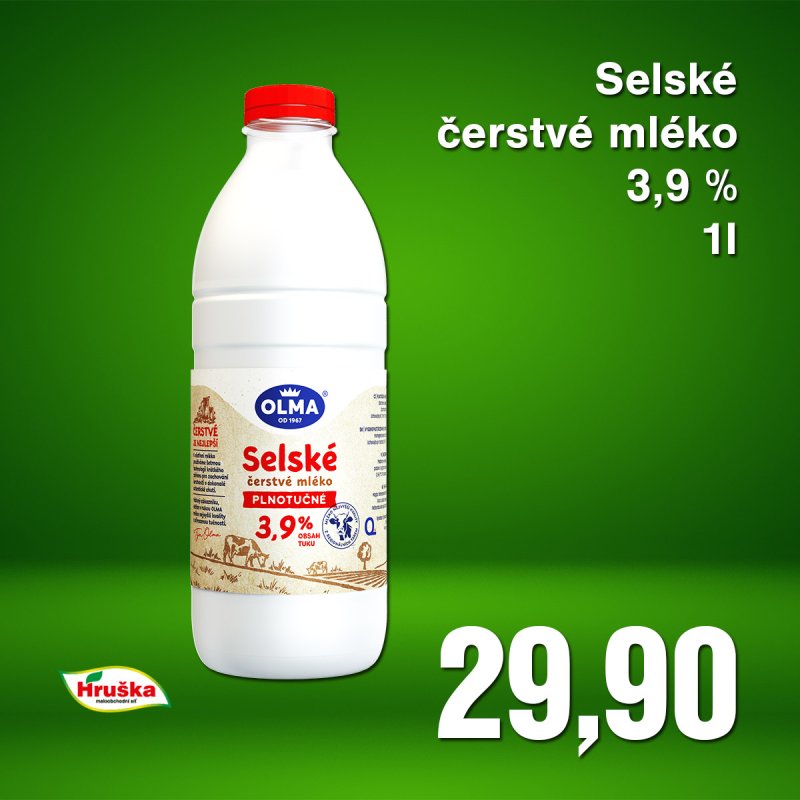 Selské čerstvé mléko 3,9 % 1l